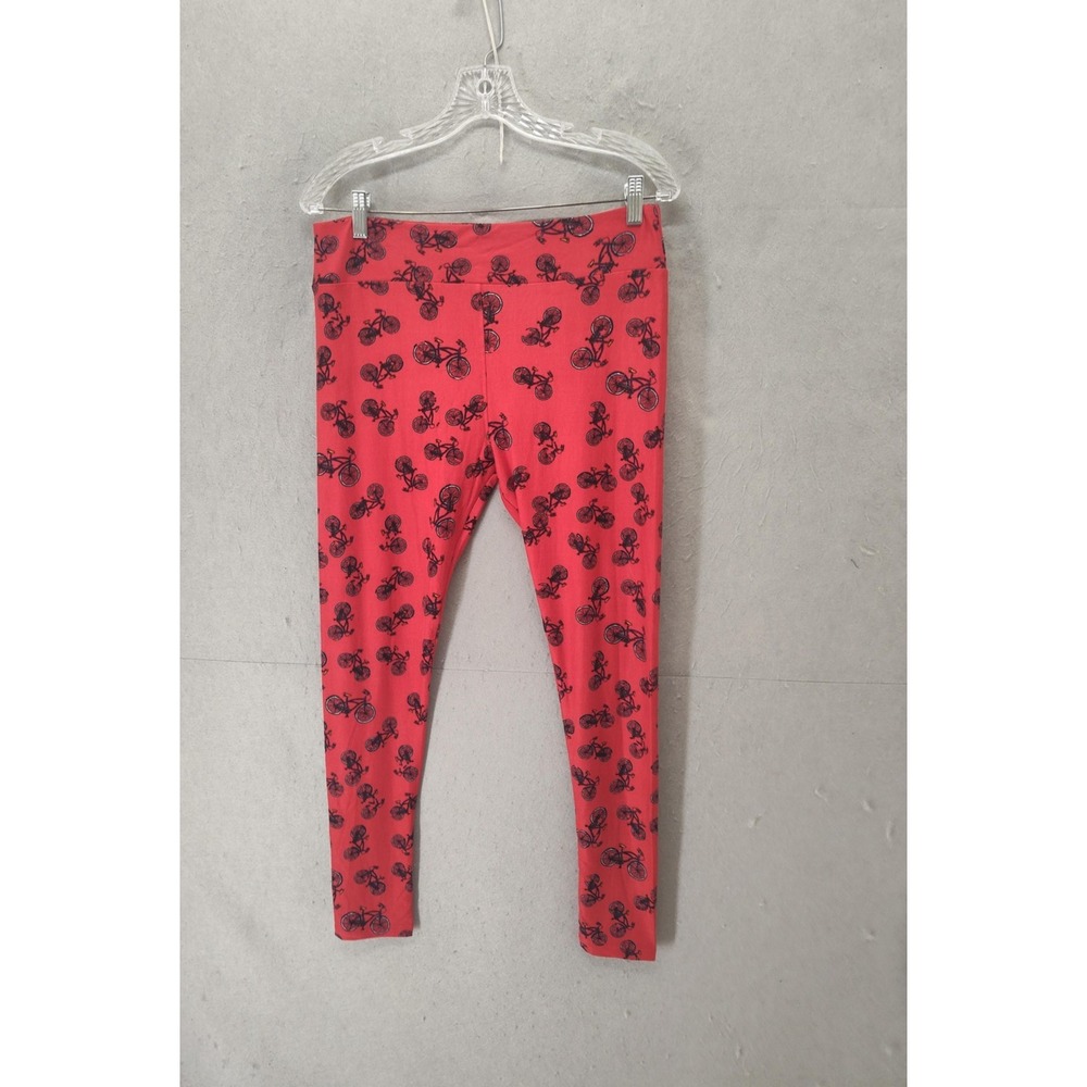 LuLaRoe Leggings Womens Tall & Curvy Red Bicycle Print Soft Stretch Pants Yoga